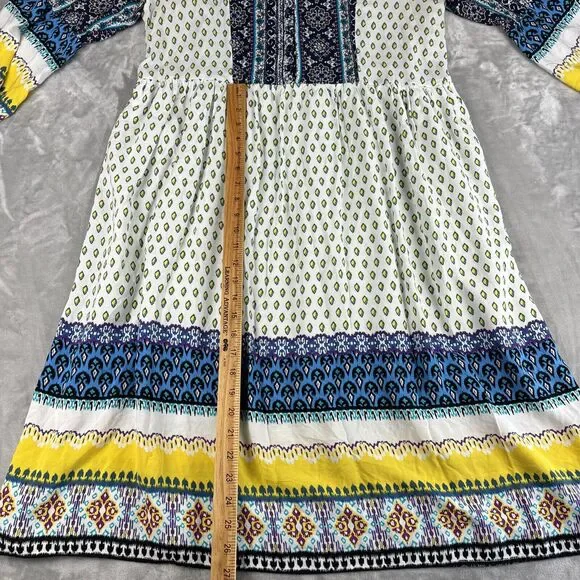 Reborn J Boho Dress Womens 1X Colorful Pattern Button Front Flowy Elephant(1003) - Picture 14 of 15